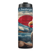 Bald Eagle über schneebedeckten Sonnenaufgang Thermosbecher (Vorderseite)