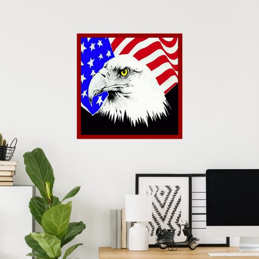 Bald Eagle und American Flag Poster (Heimbüro)