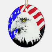 Bald Eagle und amerikanischer Flaggenverzierung Keramik Ornament (Links)