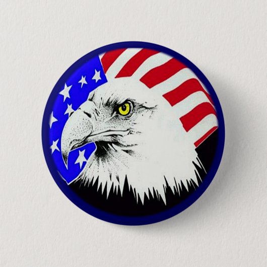 Bald Eagle und die amerikanische Flagge Button (Vorderseite)