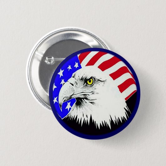 Bald Eagle und die amerikanische Flagge Button (Vorne & Hinten)