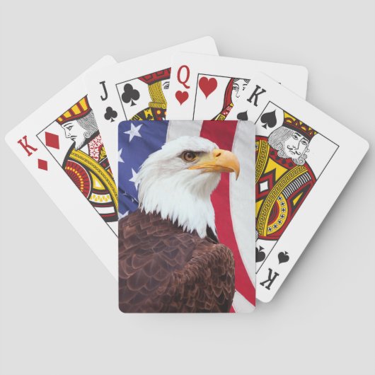 Bald Eagle und die amerikanische Flagge Spielkarten (Rückseite)