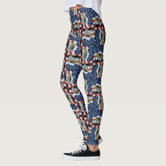 Bald Eagle und die Patriotik der amerikanischen Fl Leggings (Links)