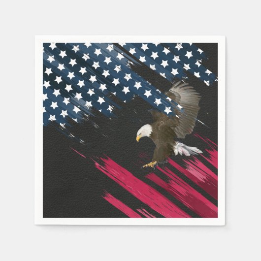 Bald Eagle unter amerikanischer Flagge Abstrakt Serviette (Vorderseite)