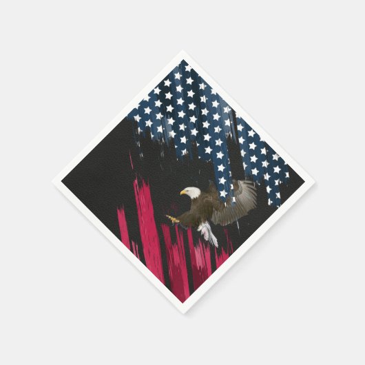 Bald Eagle unter amerikanischer Flagge Abstrakt Serviette (Ecke)