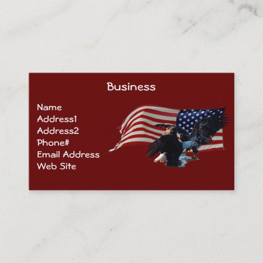 Bald Eagle/US Flag Business Card Visitenkarte (Vorderseite)