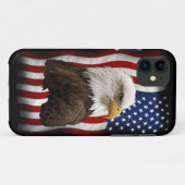 Bald Eagle & US Flag Patriotic Handy Case (Rückseite (Horizontal))