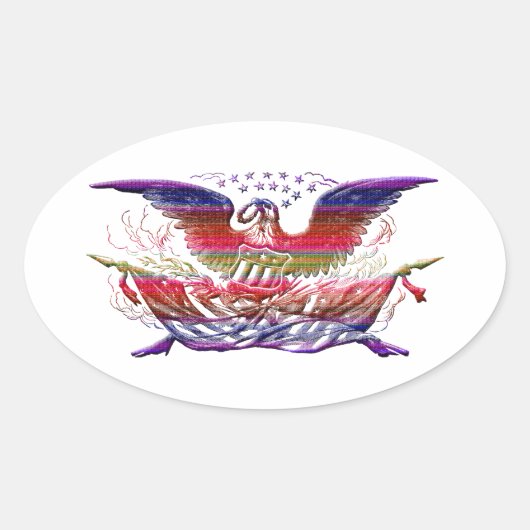 Bald Eagle USA Flag Americana Patriotic Art Ovaler Aufkleber (Vorderseite)