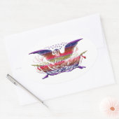 Bald Eagle USA Flag Americana Patriotic Art Ovaler Aufkleber (Umschlag)