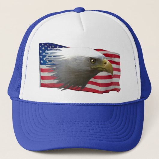Bald Eagle & USA Flag Patriotic Cap Truckerkappe (Vorderseite)