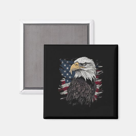 Bald Eagle USA Flag Patriotic Graphics Men Magnet (Vorderseite/Rückseite)