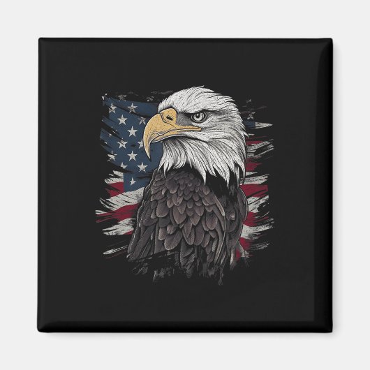 Bald Eagle USA Flag Patriotic Graphics Men Magnet (Vorne)