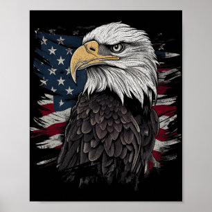 Bald Eagle USA Flag Patriotic Graphics Men Poster