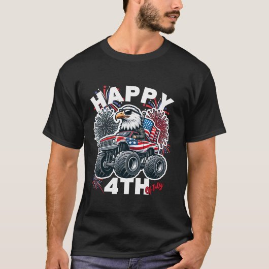 Bald Eagle USA Monster Truck USA Flag 4. Juli T-Shirt (Vorderseite)