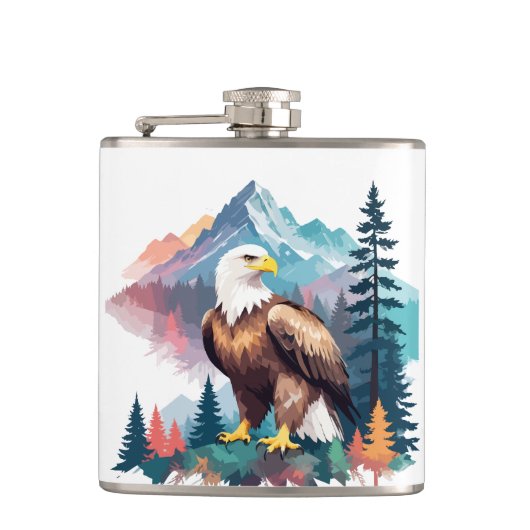 Bald Eagle Vector Art Flachmann (Vorderseite)