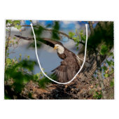 Bald Eagle verlassend Nest Große Geschenktüte (Rückseite)