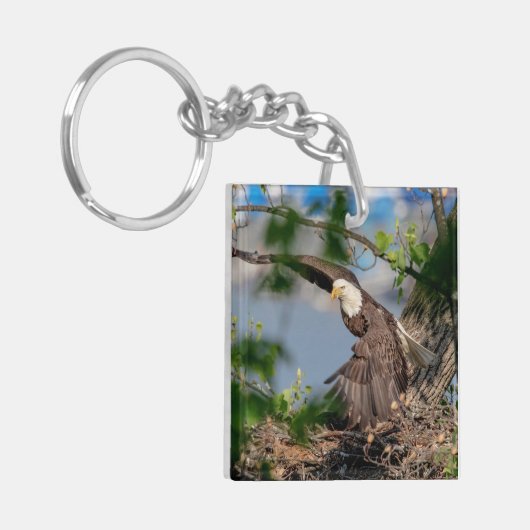 Bald Eagle verlassend Nest Schlüsselanhänger (Vorderseite links)
