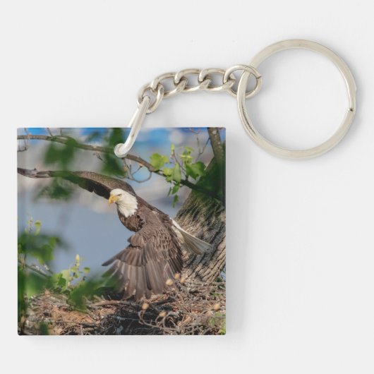Bald Eagle verlassend Nest Schlüsselanhänger (Rückseite)