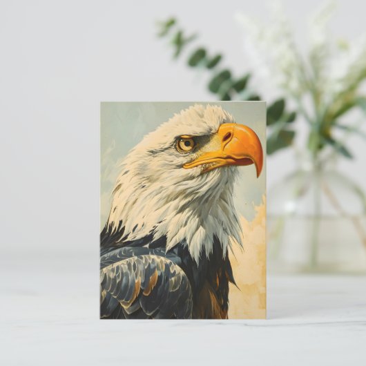 Bald Eagle Vintag Postkarte (Stehend Vorderseite)