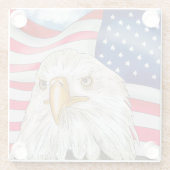 Bald Eagle vor der amerikanischen Flagge Patriotis Glasuntersetzer (Rückseite)