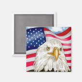 Bald Eagle vor der amerikanischen Flagge Patriotis Magnet (Vorderseite/Rückseite)