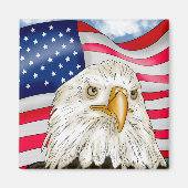 Bald Eagle vor der amerikanischen Flagge Patriotis Magnet (Vorne)