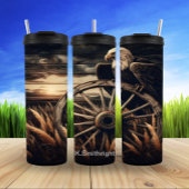 Bald Eagle Wagon Wheel Sunset Thermosbecher