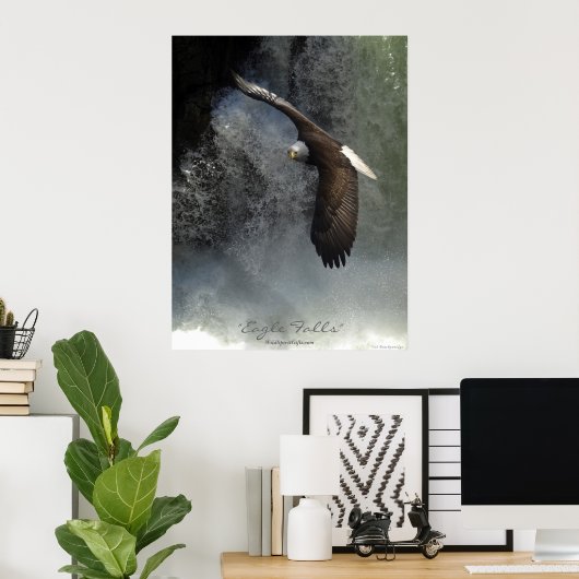 Bald Eagle & Waterfall Poster (Heimbüro)