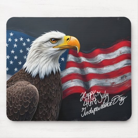 Bald Eagle with American Flag 4th of July Art Mousepad (Vorne)