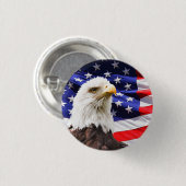 Bald Eagle with American Flag Background Button (Vorne & Hinten)