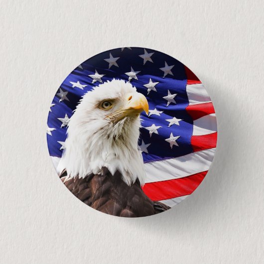 Bald Eagle with American Flag Background Button (Vorderseite)