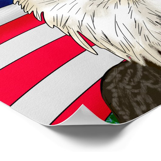 Bald Eagle with American Flag Background Poster (Ecke)