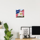 Bald Eagle with American Flag Background Poster (Heimbüro)