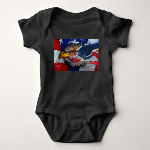 Bald Eagle Wolf American Flag Baby Strampler