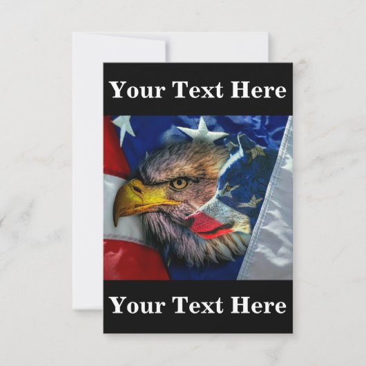 Bald Eagle Wolf American Flag Dankeskarte (Vorderseite)