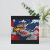 Bald Eagle Wolf American Flag Einladung (Stehend Vorderseite)