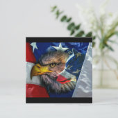 Bald Eagle Wolf American Flag Einladung (Stehend Vorderseite)