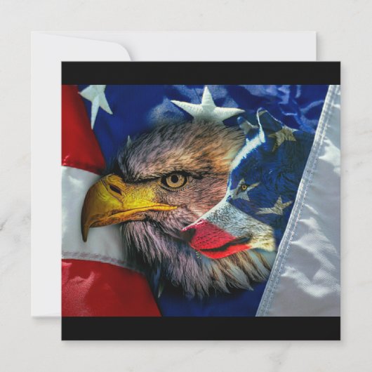 Bald Eagle Wolf American Flag Einladung (Vorderseite)