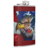 Bald Eagle Wolf American Flag Flachmann (Rechts)