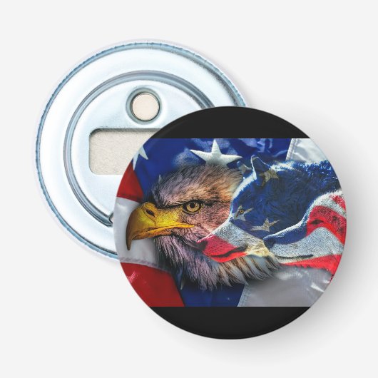 Bald Eagle Wolf American Flag Flaschenöffner (Vorderseite)