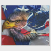 Bald Eagle Wolf American Flag Geschenkpapier (Flach)