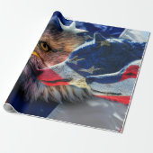 Bald Eagle Wolf American Flag Geschenkpapier (Ungerollt)