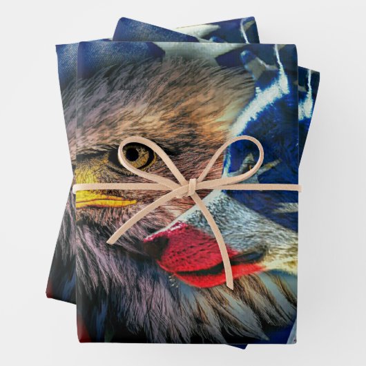 Bald Eagle Wolf American Flag Geschenkpapier Set (Beispiel)