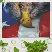 Bald Eagle Wolf American Flag Geschirrtuch (Gefaltet)