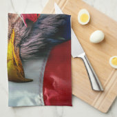 Bald Eagle Wolf American Flag Geschirrtuch (Viertel Falte)