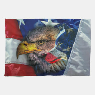 Bald Eagle Wolf American Flag Geschirrtuch