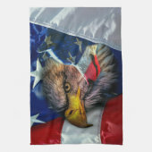Bald Eagle Wolf American Flag Geschirrtuch (Vertikal)