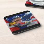 Bald Eagle Wolf American Flag Getränkeuntersetzer (Linke Seite)