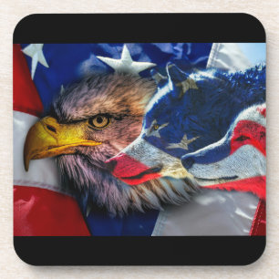Bald Eagle Wolf American Flag Getränkeuntersetzer