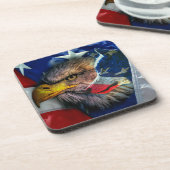 Bald Eagle Wolf American Flag Getränkeuntersetzer (Linke Seite)